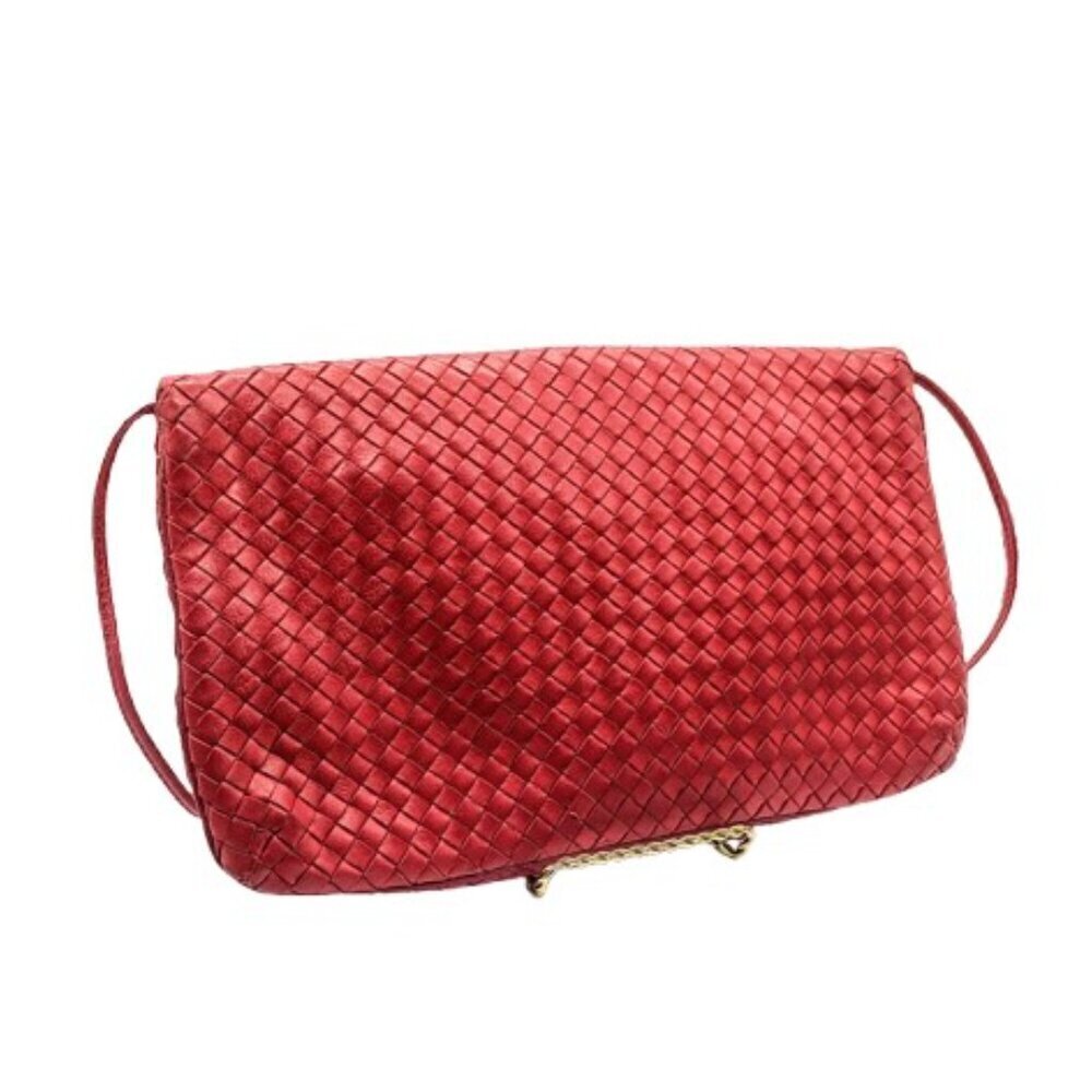 Cosci Handmade Italian Red Woven Leather Bag - Picture 2 of 6